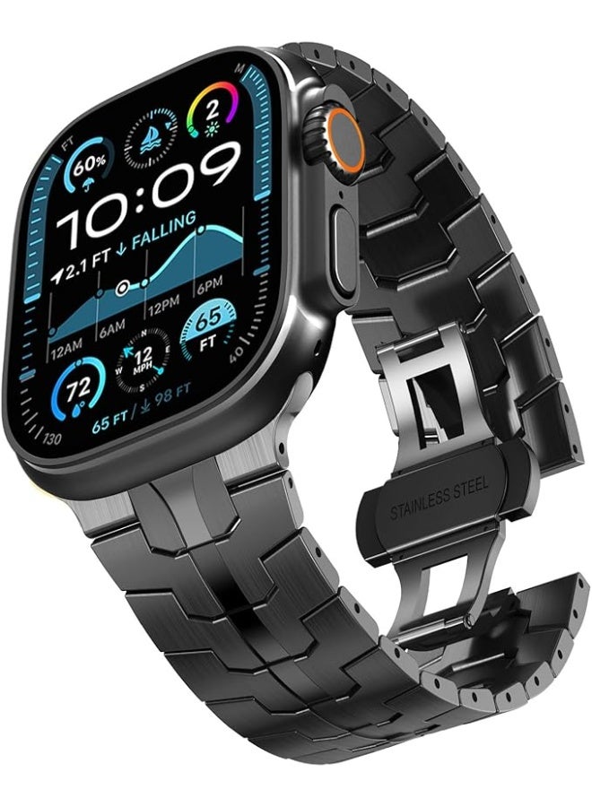 حزام الفولاذ المقاوم للصدأ ، مناسب لأحزام الساعة ، حزام معدني ، مع مشبك قابل للطي - Image 1